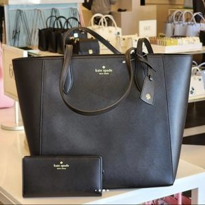 NWT Kate Spade Dana Large Tote & Large Slim Bifold Wallet Black